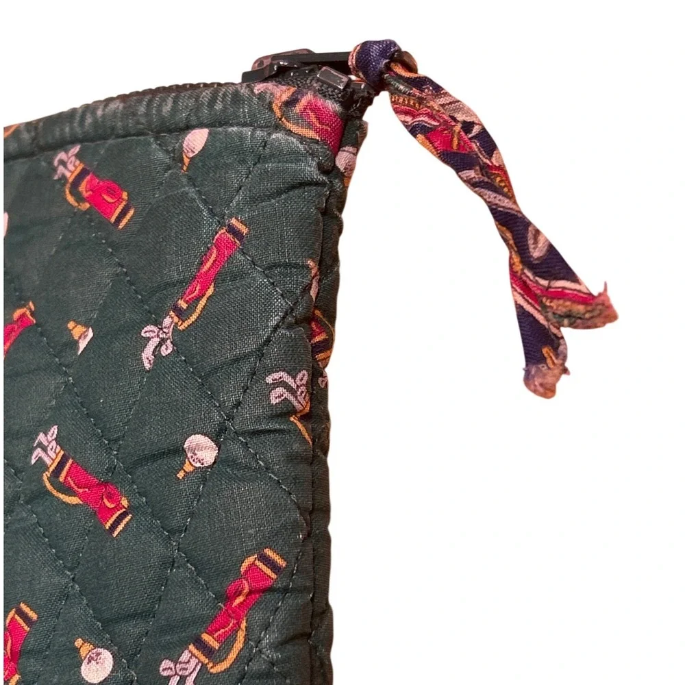 VTG Vera Bradley Quilted Golf Print Cosmetic Bag‎ Green Red 11